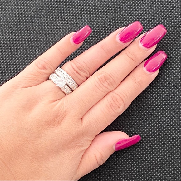 Engagement Wedding Band CZ Ring Set 6 - Picture 5 of 14